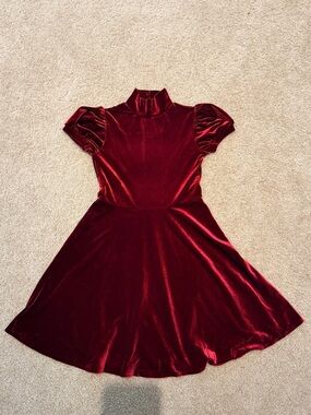 Polo by Ralph Lauren Velvet Dress in Burgundy Red